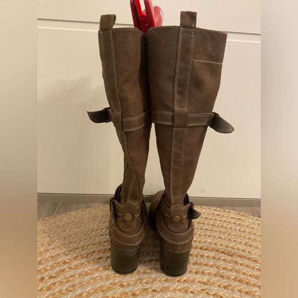 MIA Brown Sabato Belted Knee High Moto Boots. - Picture 5 of 11